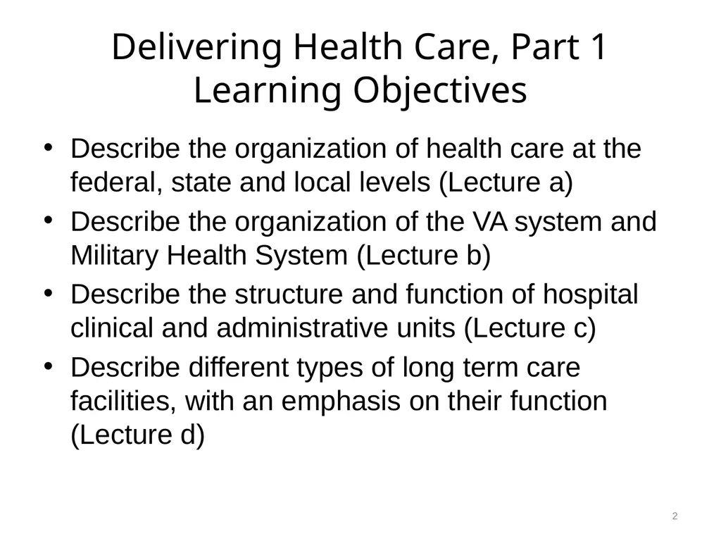 Introduction to Health Care and Public Health in - slide 2 of 24