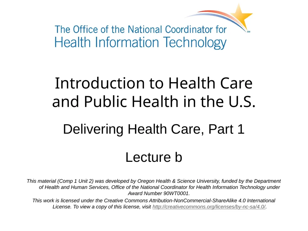 Introduction to Health Care and Public Health in - slide 1 of 24