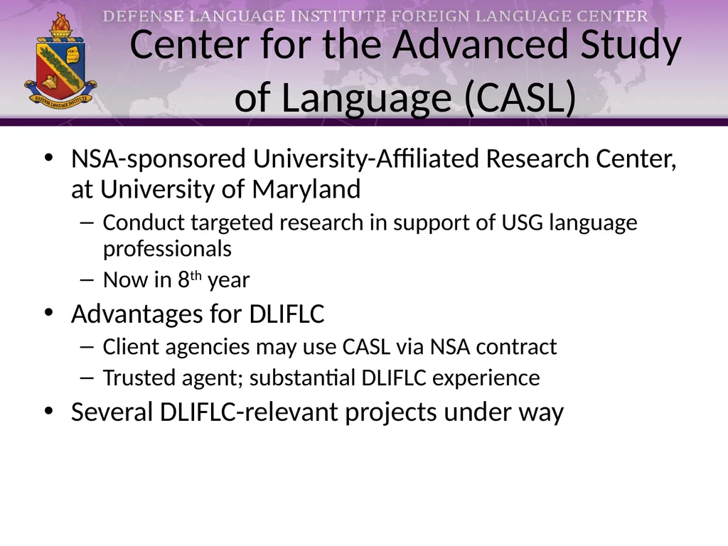 Research at DLIFLC: What We Do and How We Do - slide 3 of 10