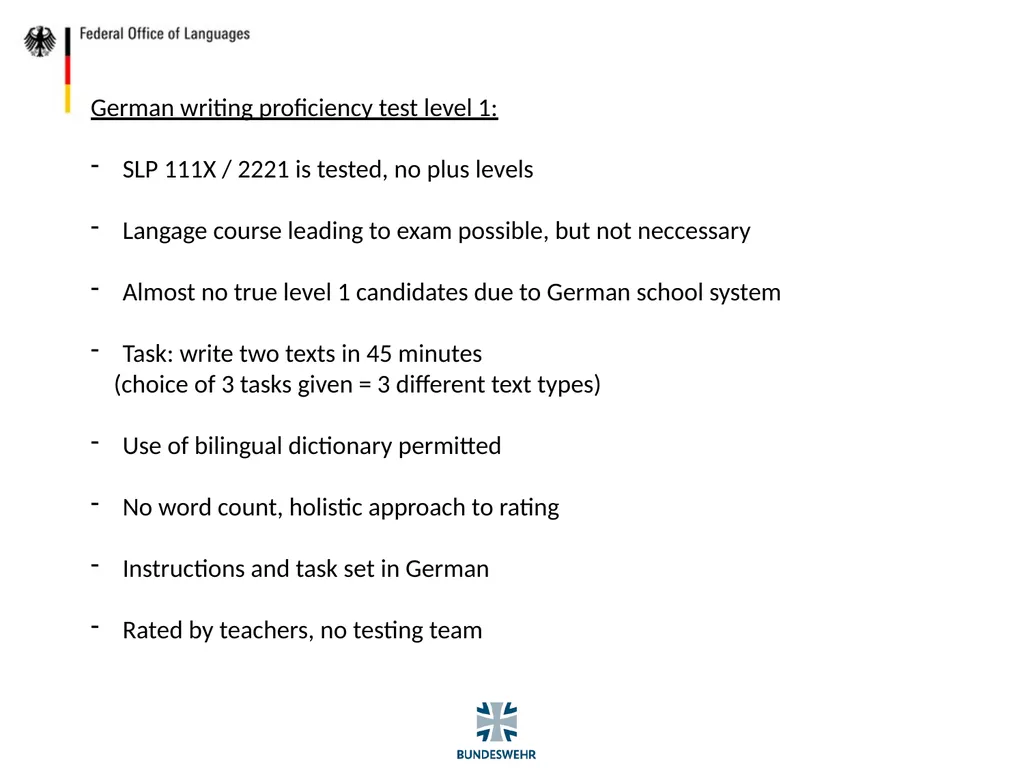 The Development of Testing Materials on Level 1 - slide 7 of 19