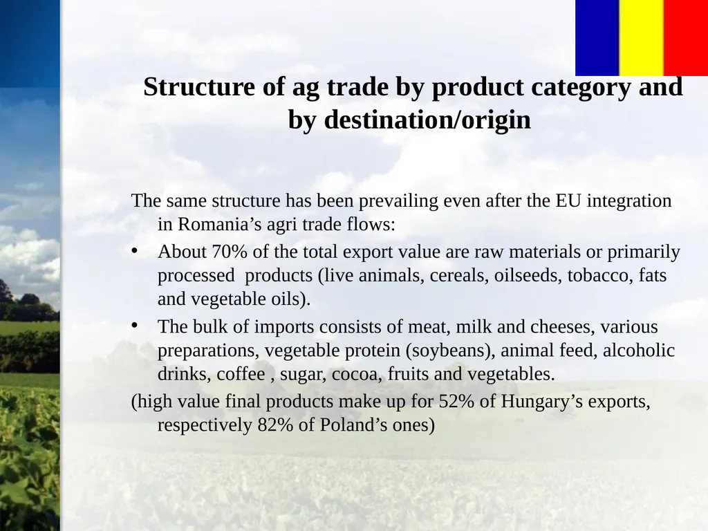 Romanian Agricultural Sector Overview Bucharest, - slide 8 of 19