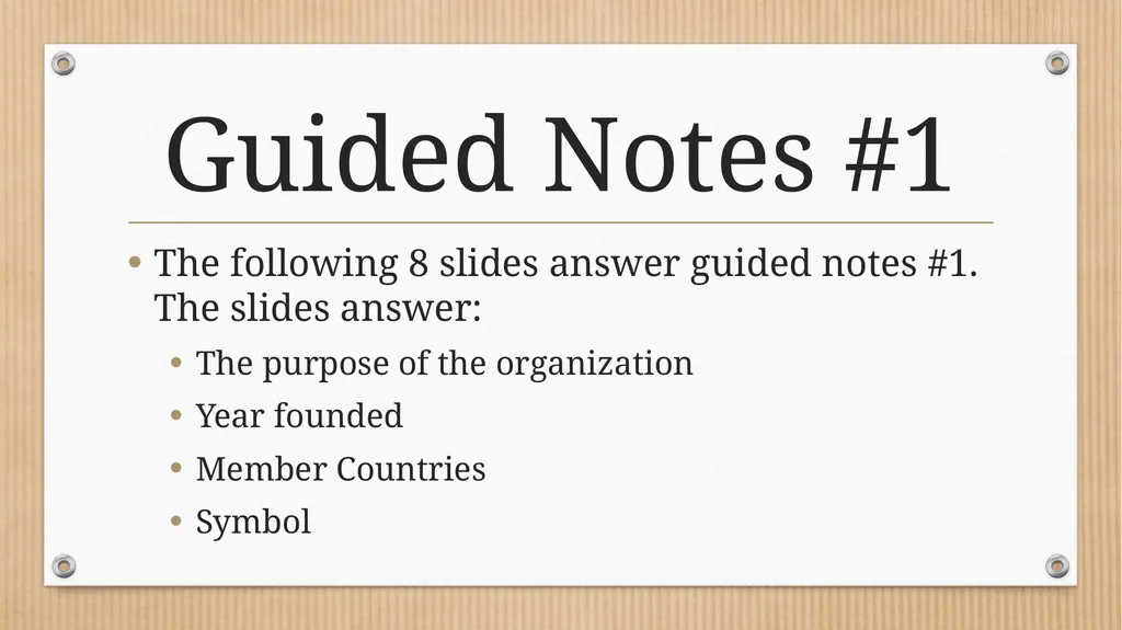 SS.7. C.4.2: International Organizations Guided - slide 2 of 25