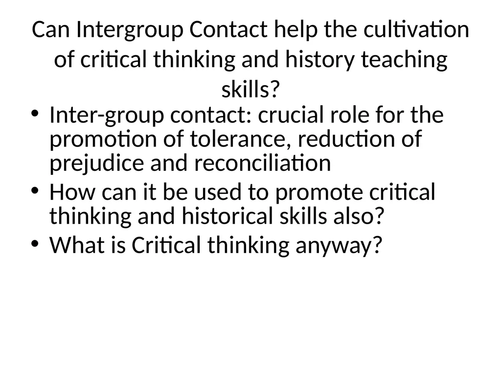 History teaching and Intergroup relations: The - slide 22 of 28