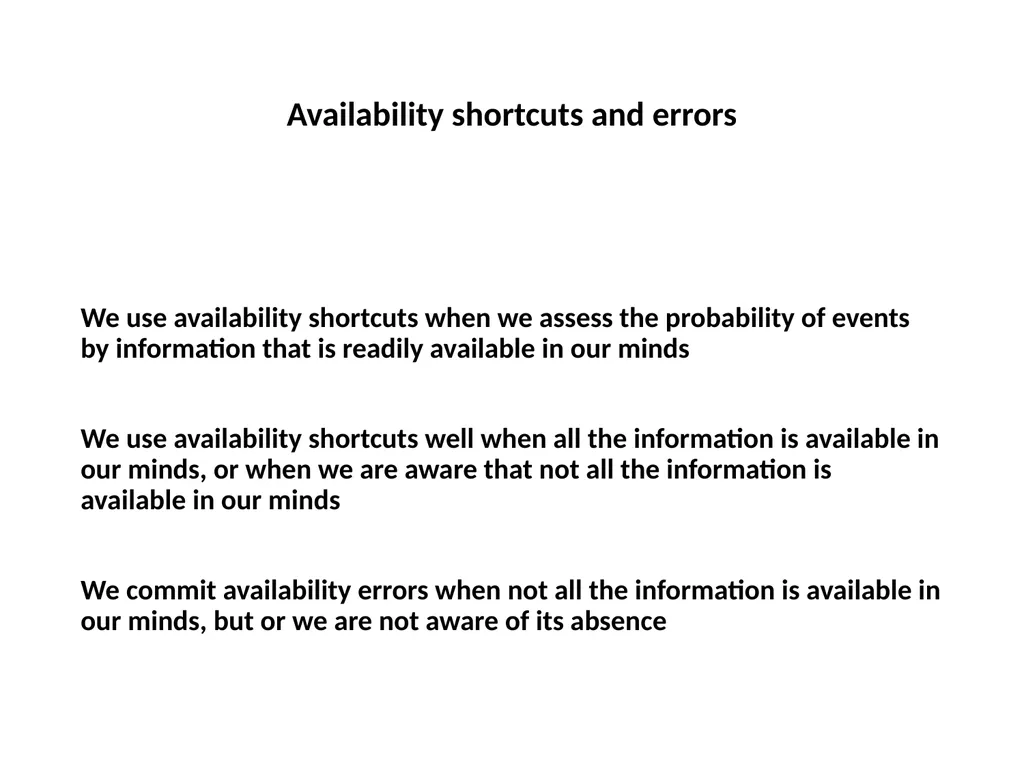 Representativeness shortcuts and errors Question - slide 46 of 60