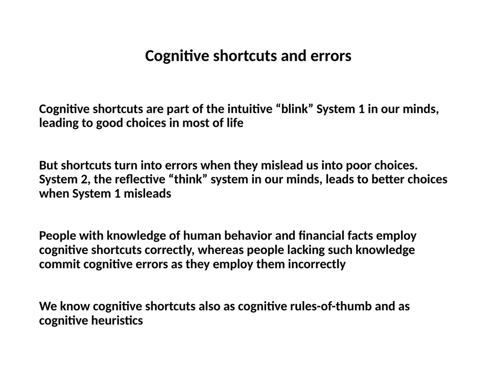 Representativeness shortcuts and errors Question - slide 4 of 60
