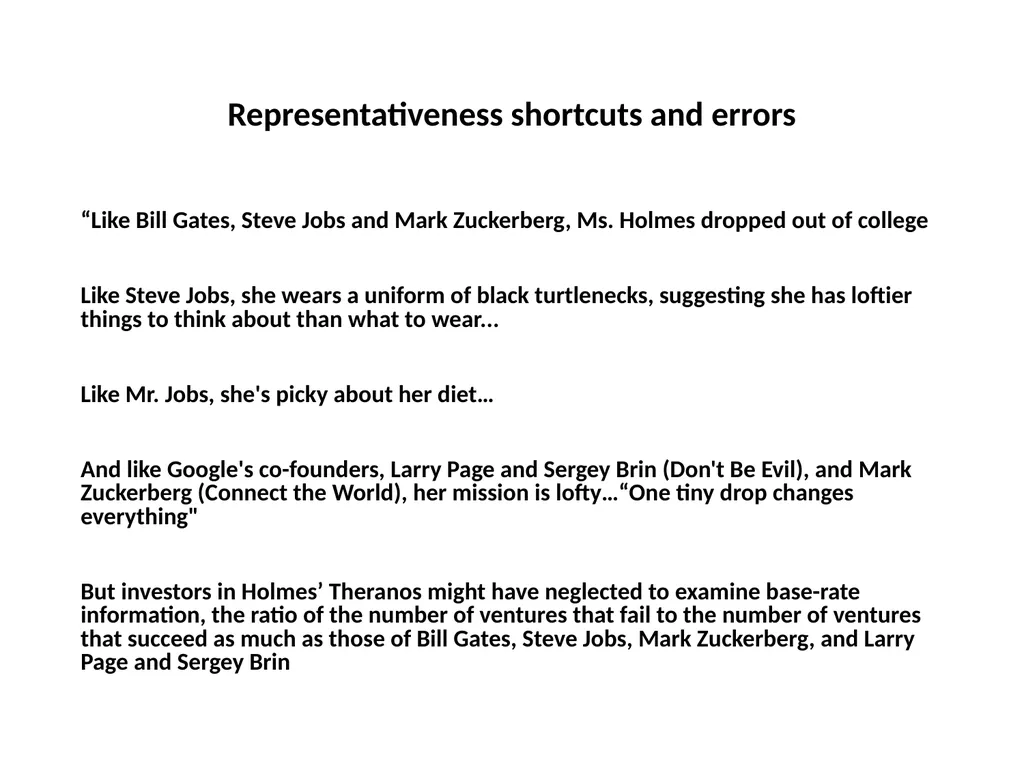 Representativeness shortcuts and errors Question - slide 39 of 60
