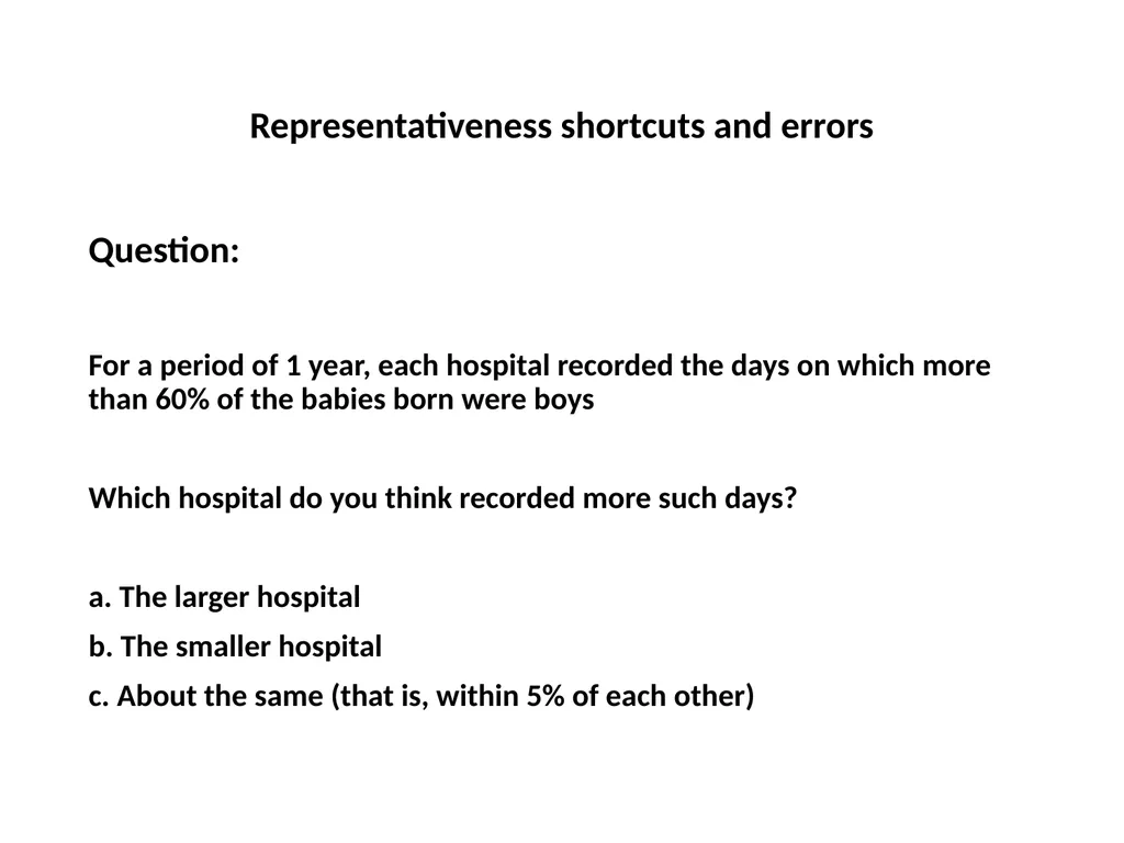 Representativeness shortcuts and errors Question - slide 45 of 60