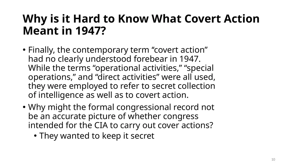 Chapter 19 – Covert Actions Learning Objectives - slide 10 of 74