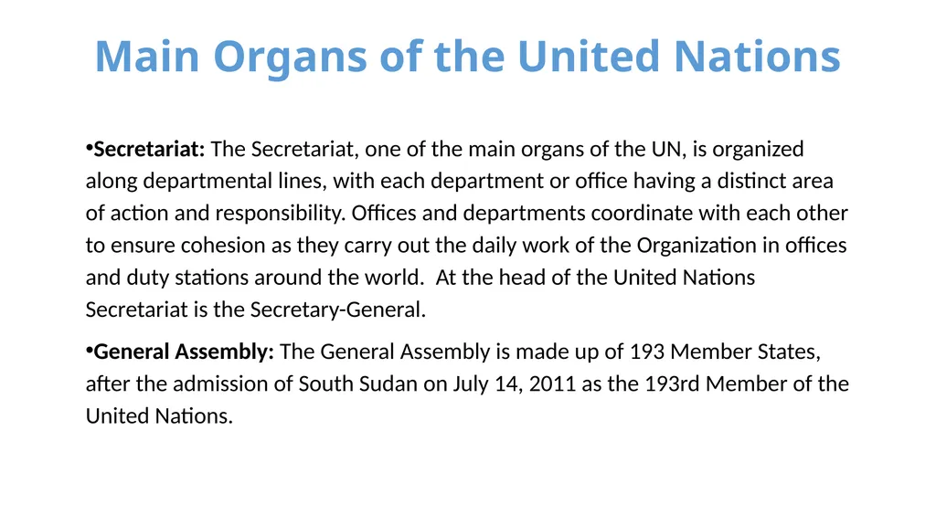 UNITED NATIONS Source: un.org UN Overview The - slide 12 of 21