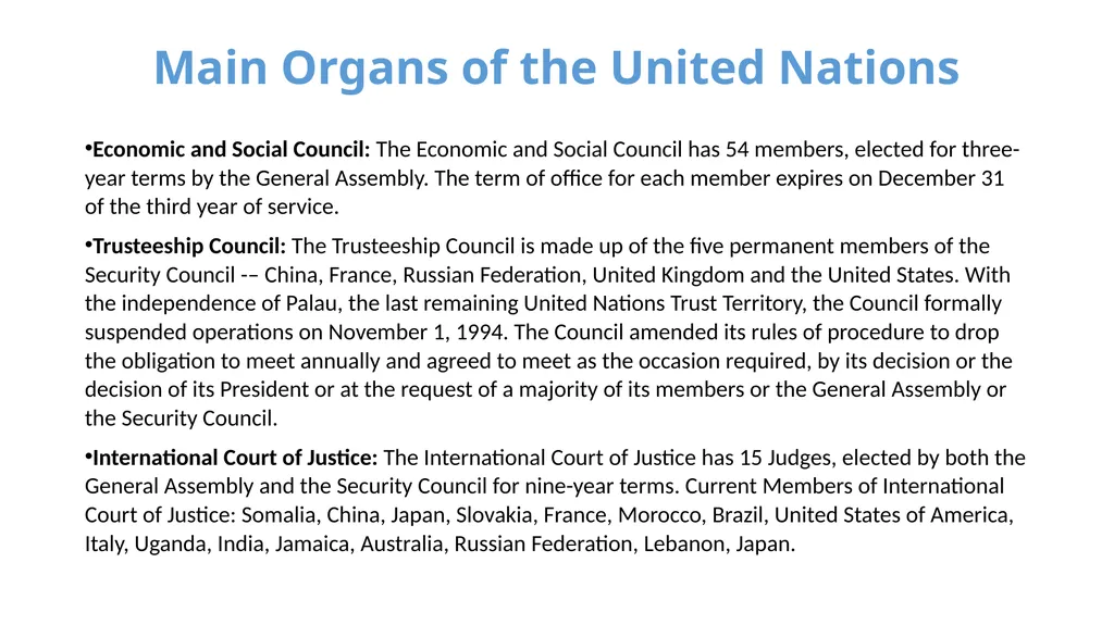 UNITED NATIONS Source: un.org UN Overview The - slide 14 of 21