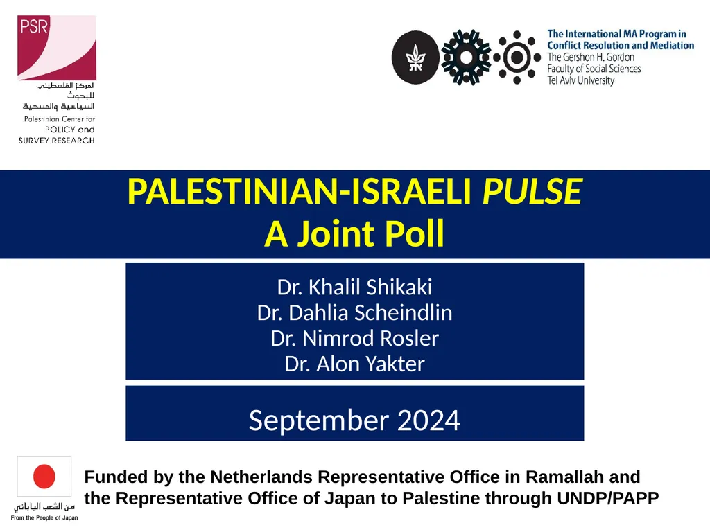 PALESTINIAN-ISRAELI PULSE A Joint Poll September