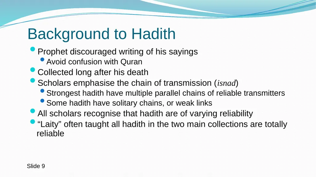 Do Muslim Religious Texts Cause Religious - slide 9 of 24