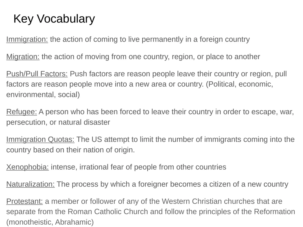 Immigration Foldable & Notes Use the following - slide 2 of 11