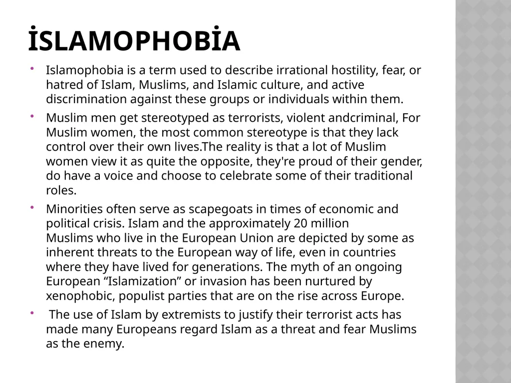 ISLAMOPHOBIA What is islam Islam is derived from - slide 3 of 16