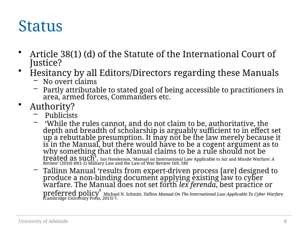 The Normative Role of International Operational - slide 8 of 18