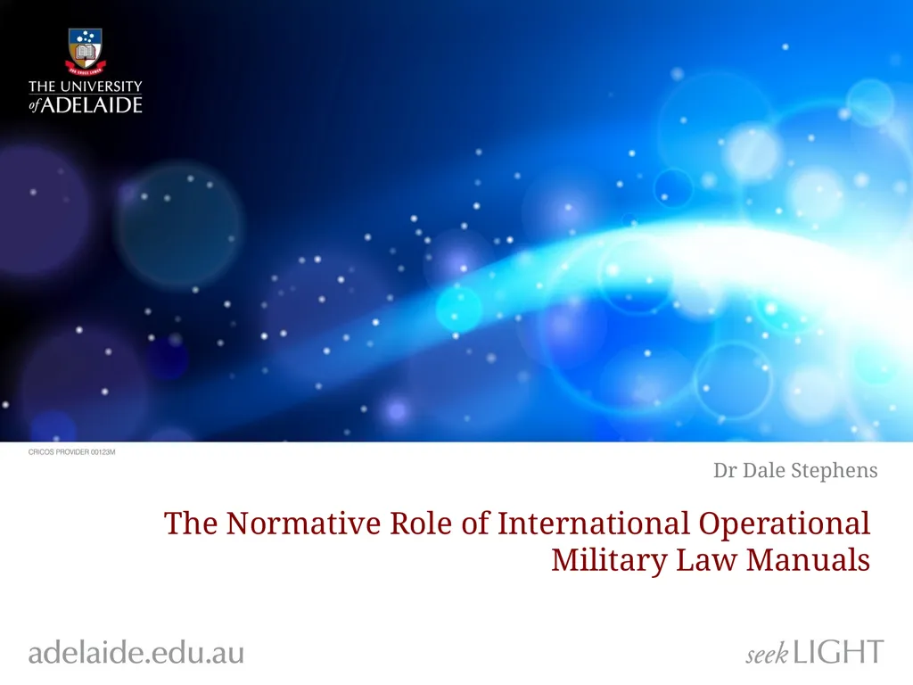 The Normative Role of International Operational - slide 1 of 18