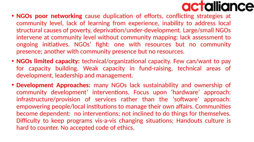 ACT RPOs’ Humanitarian Team Meeting Bangkok, 17-19 - slide 21 of 28
