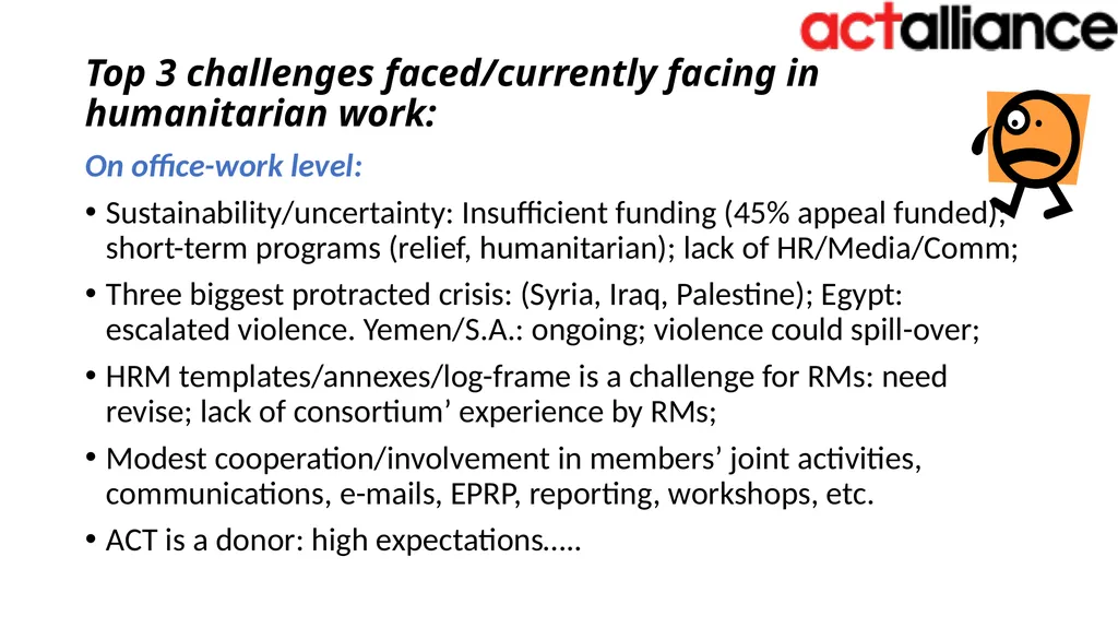 ACT RPOs’ Humanitarian Team Meeting Bangkok, 17-19 - slide 17 of 28