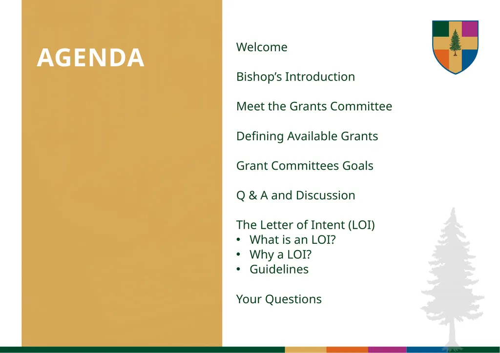 DIOCESAN GRANTS JANUARY 14, 2025 AGENDA Welcome - slide 2 of 11