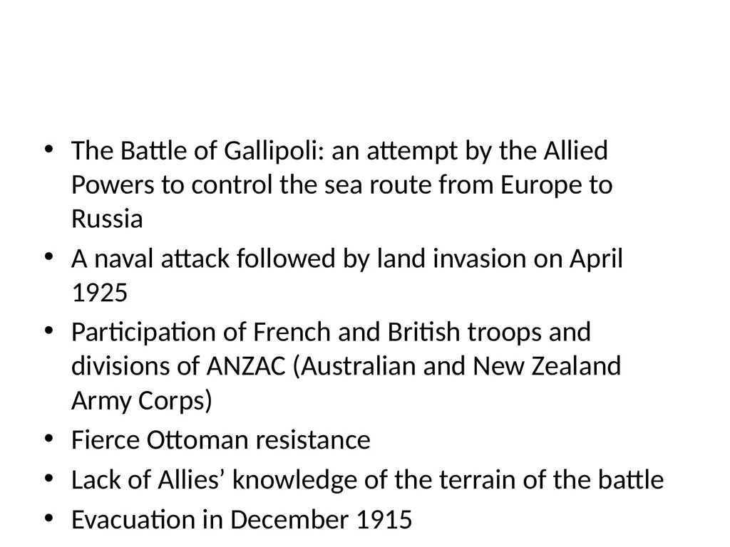 The Ottoman Empire: A Timeline WWI marks a - slide 9 of 23