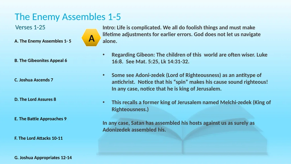 The cosmic Defeat of the Amorites Joshua 10 - slide 3 of 39