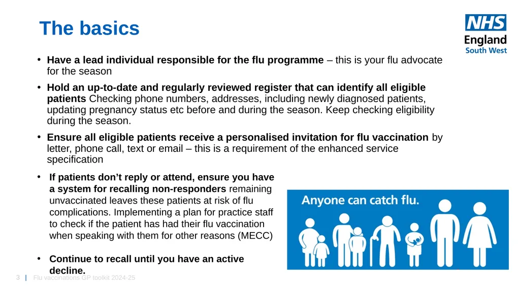 Flu vaccinations 2024/25 Toolkit for GP Practices: - slide 3 of 16
