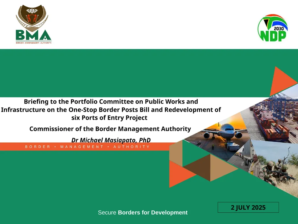1 Secure Borders for Development Briefing to the - slide 1 of 14