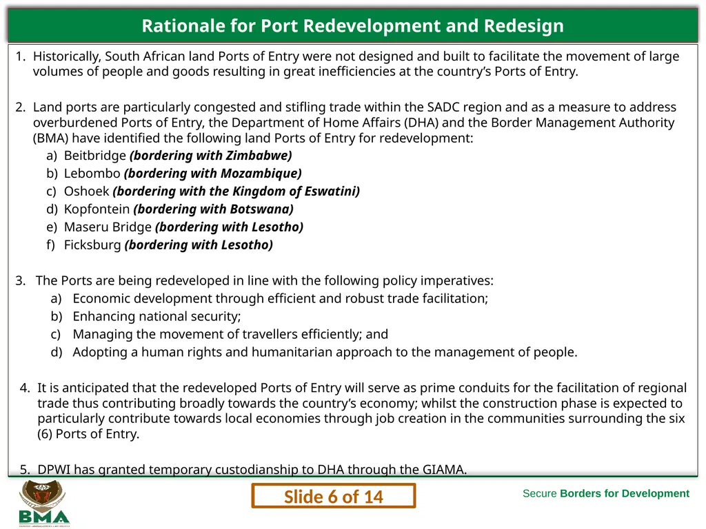 1 Secure Borders for Development Briefing to the - slide 6 of 14