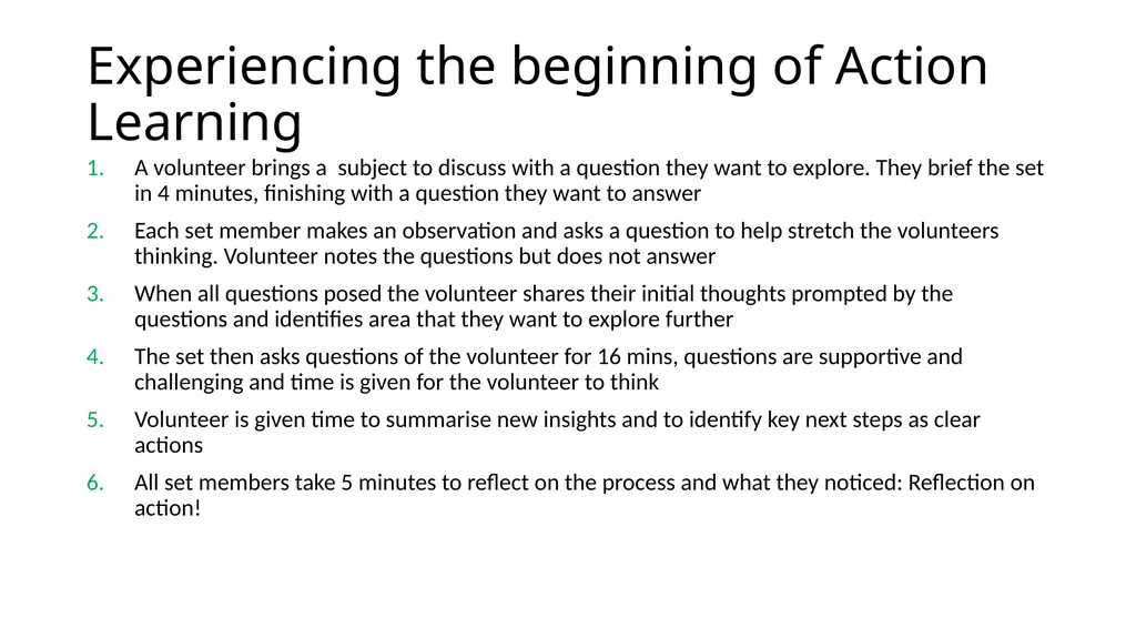 Action Learning Set Facilitator training for - slide 10 of 11