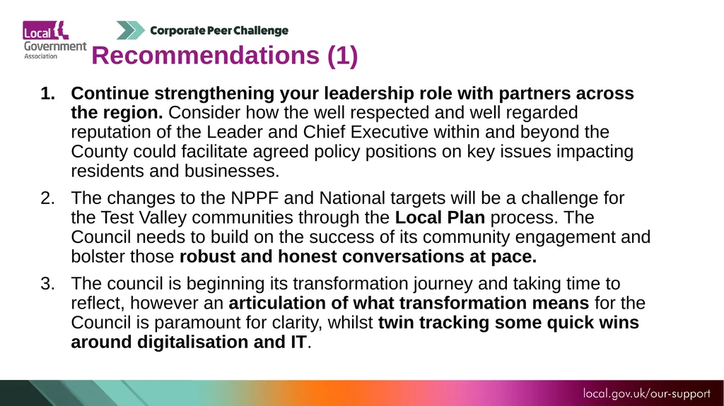 Test Valley Borough Council Corporate Peer - slide 22 of 25