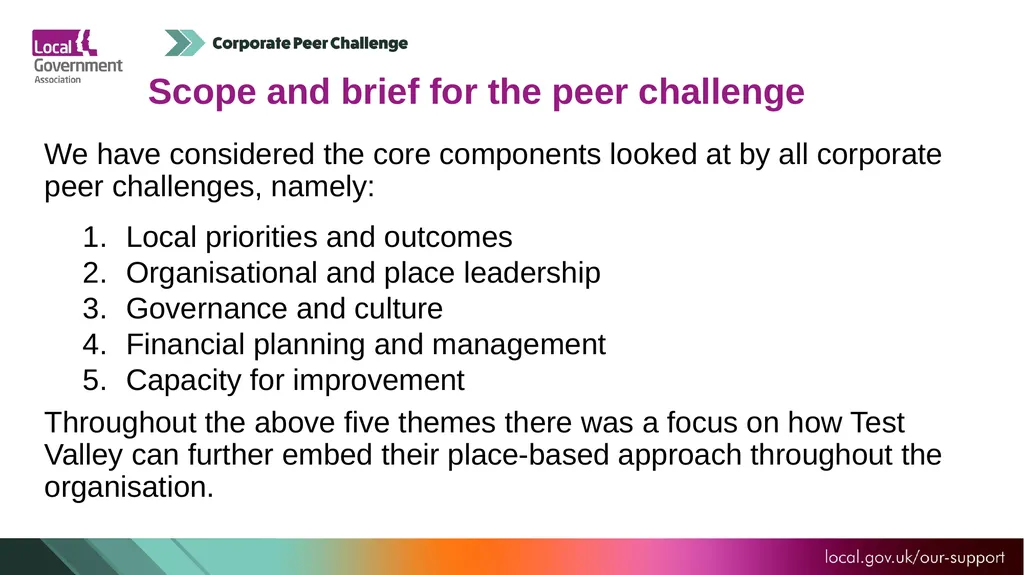 Test Valley Borough Council Corporate Peer - slide 5 of 25