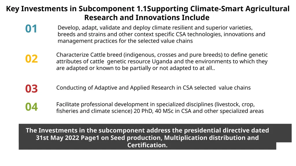 UGANDA CLIMATE SMART AGRICULTURAL TRANSFORMATION - slide 11 of 47