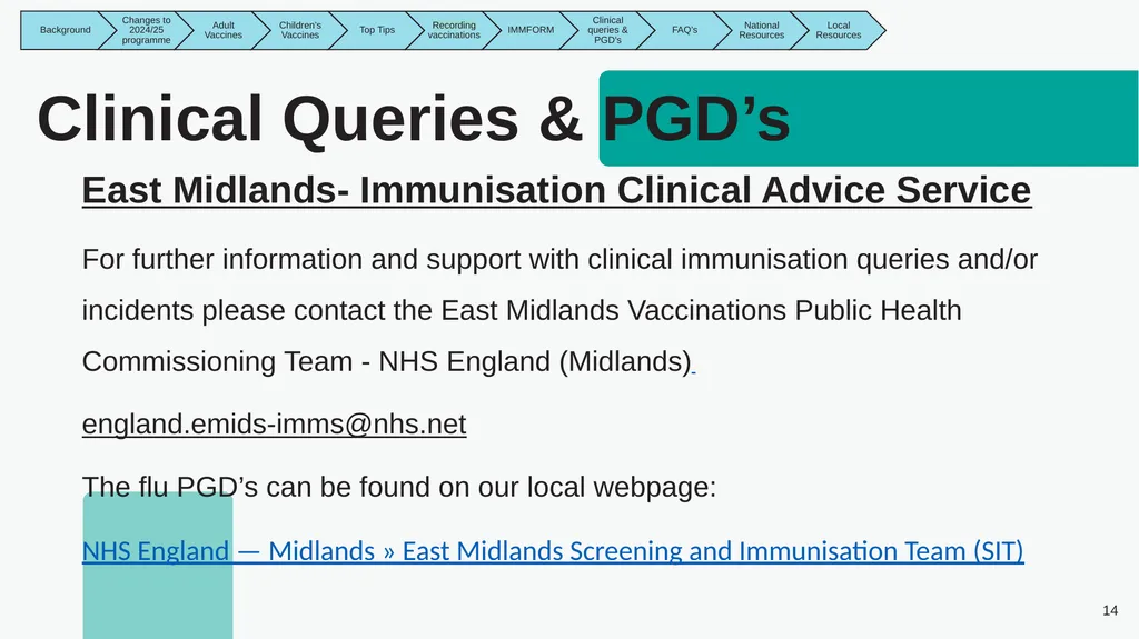 East Midlands GP Practice Flu Vaccination Toolkit - slide 14 of 21