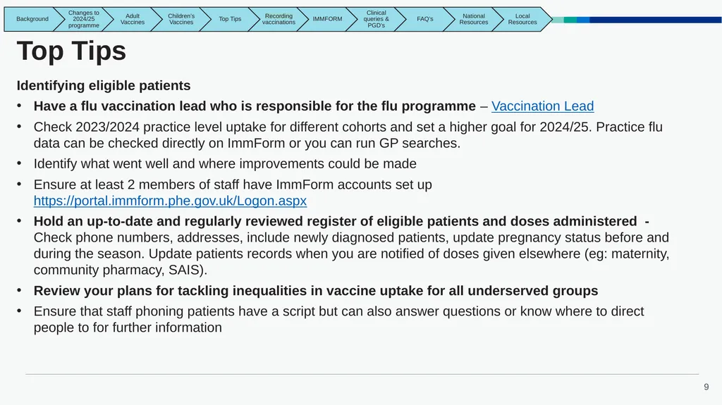 East Midlands GP Practice Flu Vaccination Toolkit - slide 9 of 21