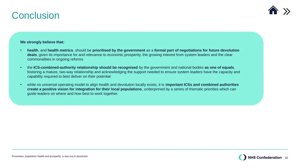 Our report in summary Prevention, population - slide 32 of 34