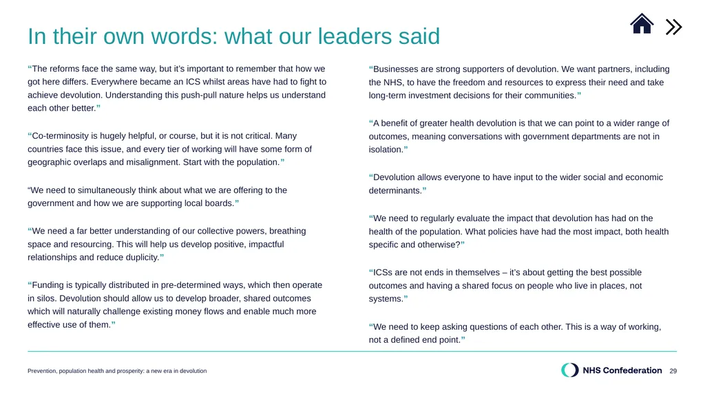 Our report in summary Prevention, population - slide 29 of 34