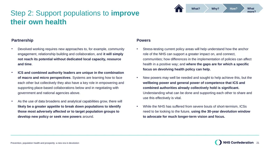 Our report in summary Prevention, population - slide 21 of 34