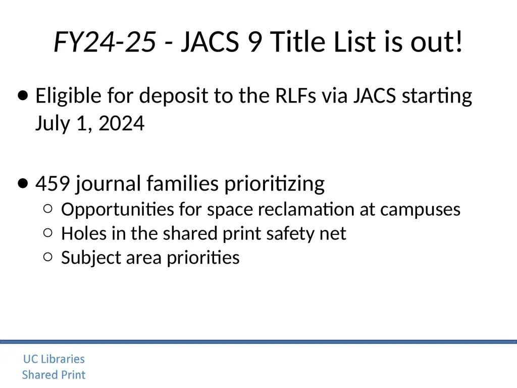 Journal Archiving Campaign Service (JACS) June 6, - slide 13 of 28
