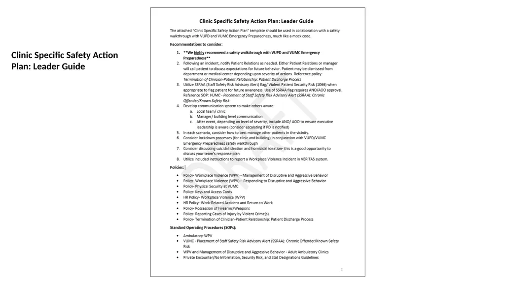 VMG Workplace Violence Prevention Committee: - slide 9 of 12