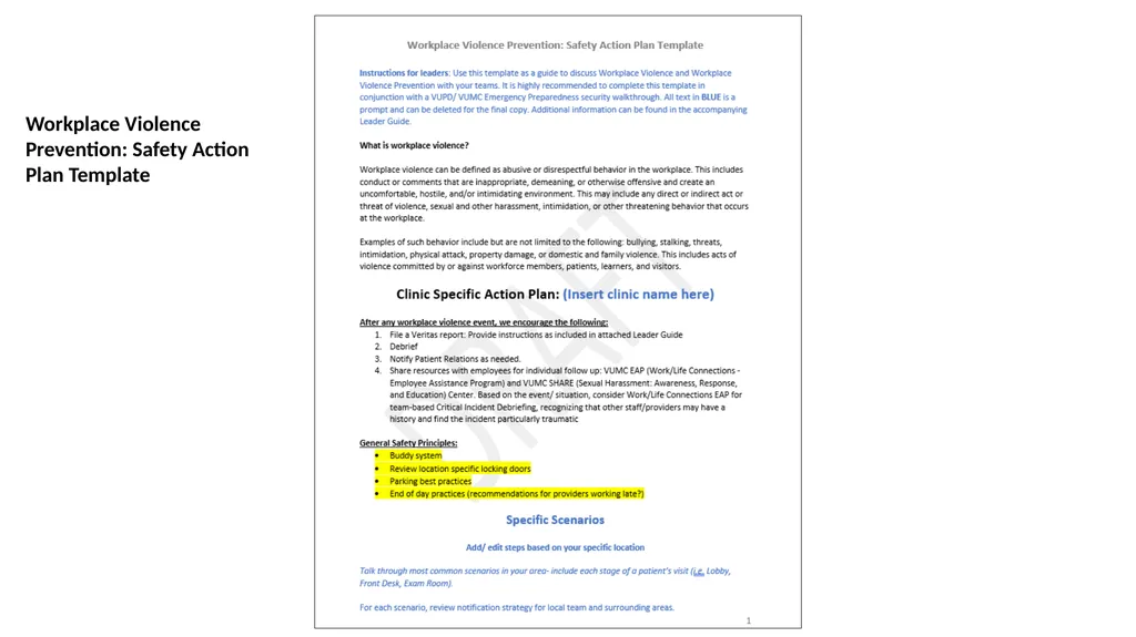 VMG Workplace Violence Prevention Committee: - slide 6 of 12