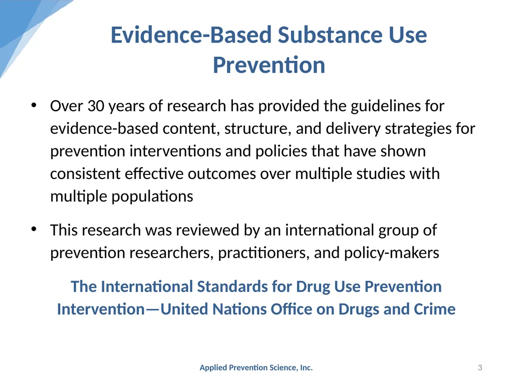Evidence-Based Prevention: The Universal - slide 3 of 29