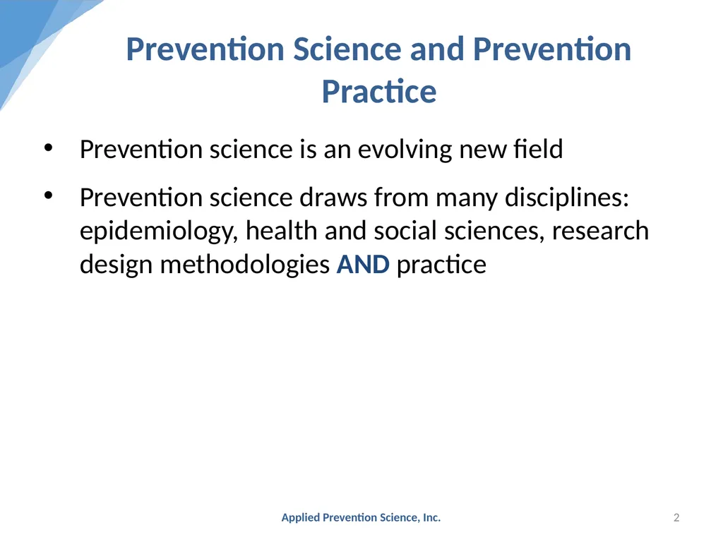 Evidence-Based Prevention: The Universal - slide 2 of 29