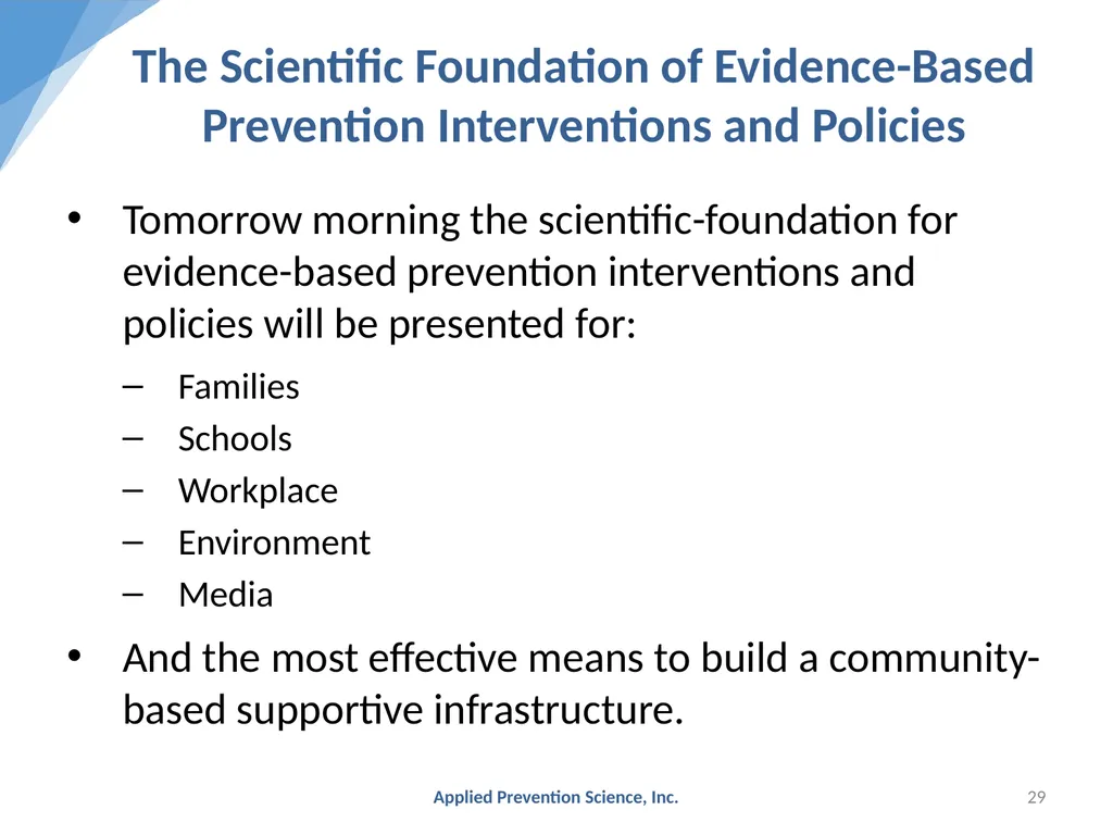 Evidence-Based Prevention: The Universal - slide 29 of 29