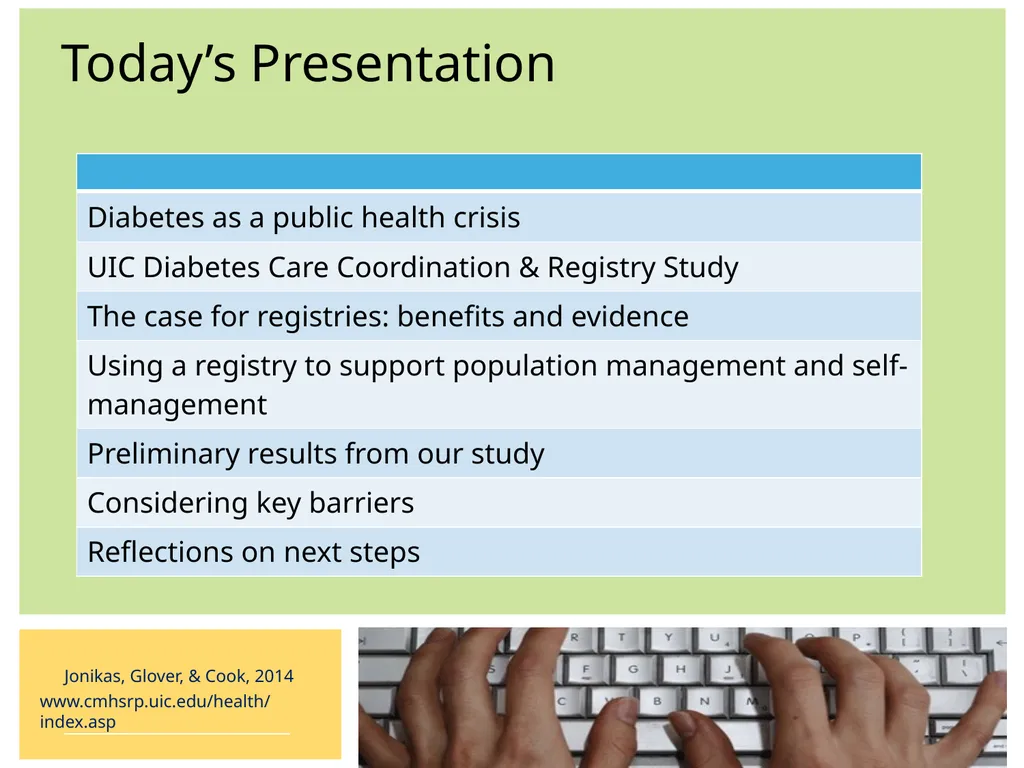 Implementing a Diabetes Registry and Care - slide 2 of 35