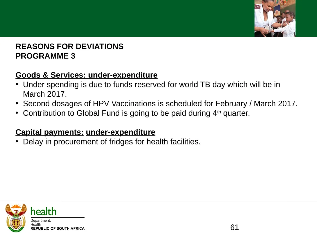 QUARTER ONE TO QUARTER THREE Performance PORTFOLIO - slide 61 of 95