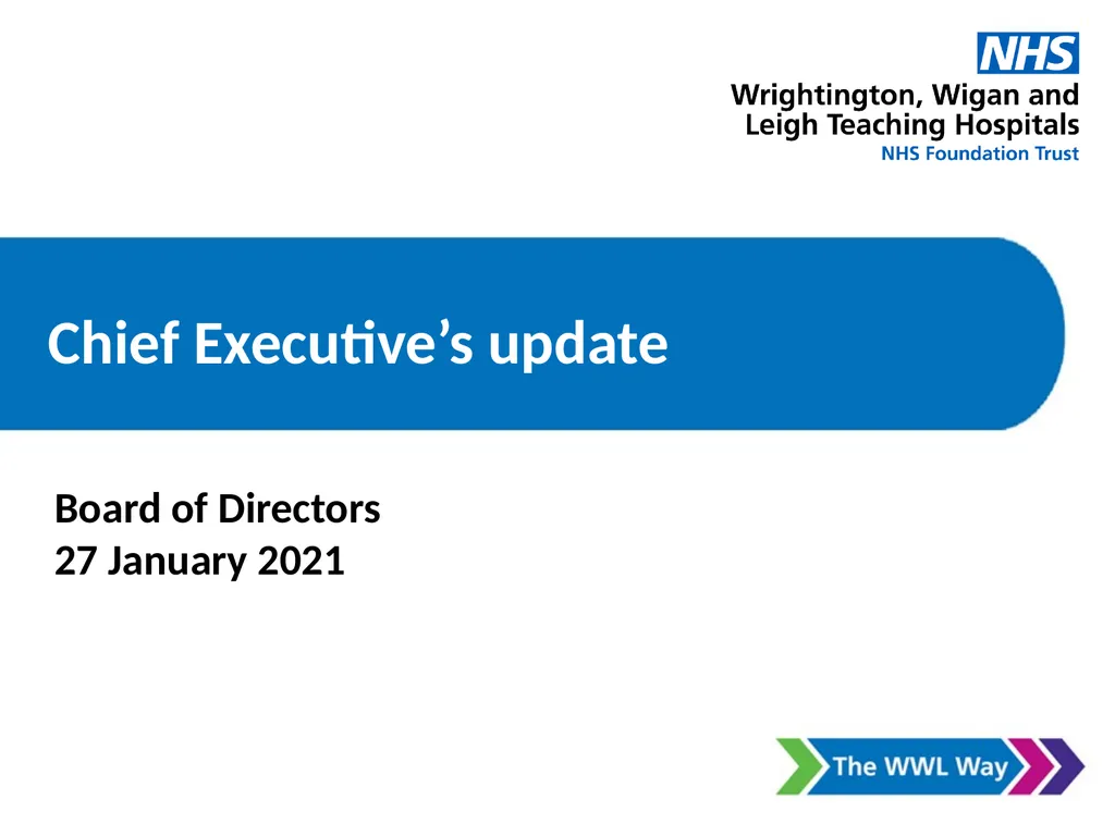 Chief Executive’s update Board of Directors 27