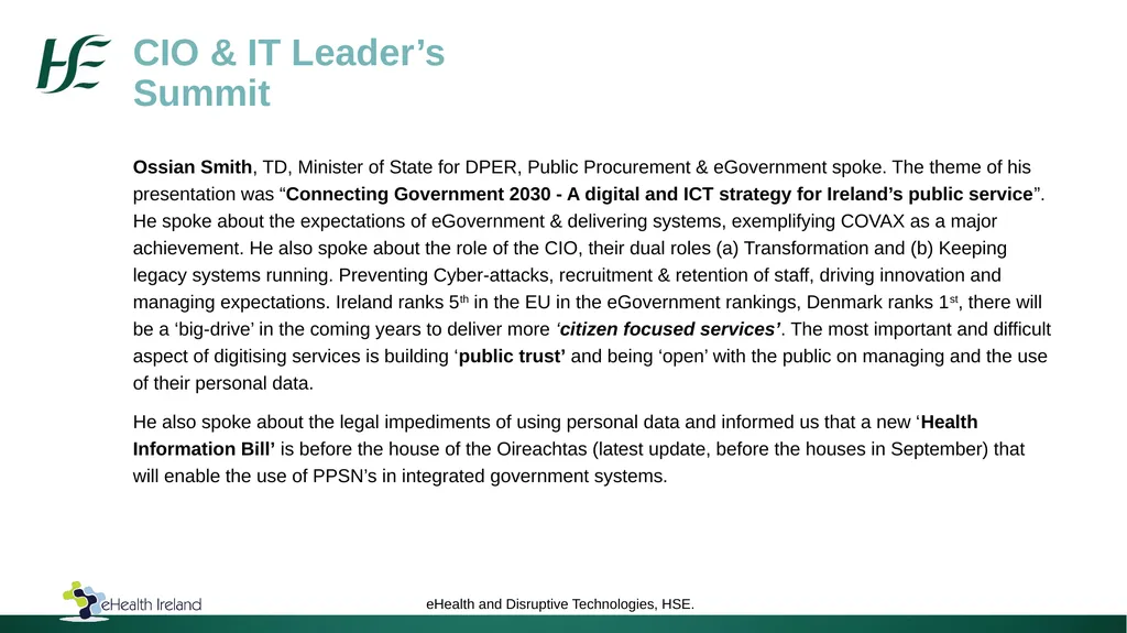 Shared Learning - CIO Leaders Summit Croke Park - slide 3 of 9