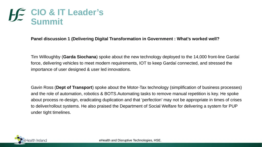Shared Learning - CIO Leaders Summit Croke Park - slide 4 of 9