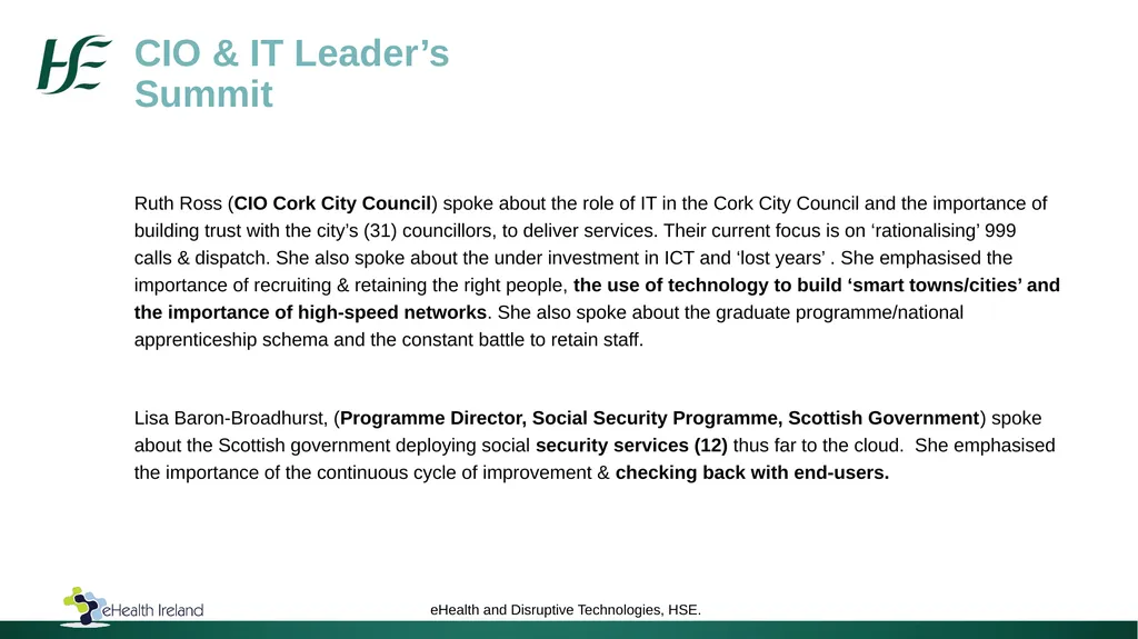 Shared Learning - CIO Leaders Summit Croke Park - slide 5 of 9