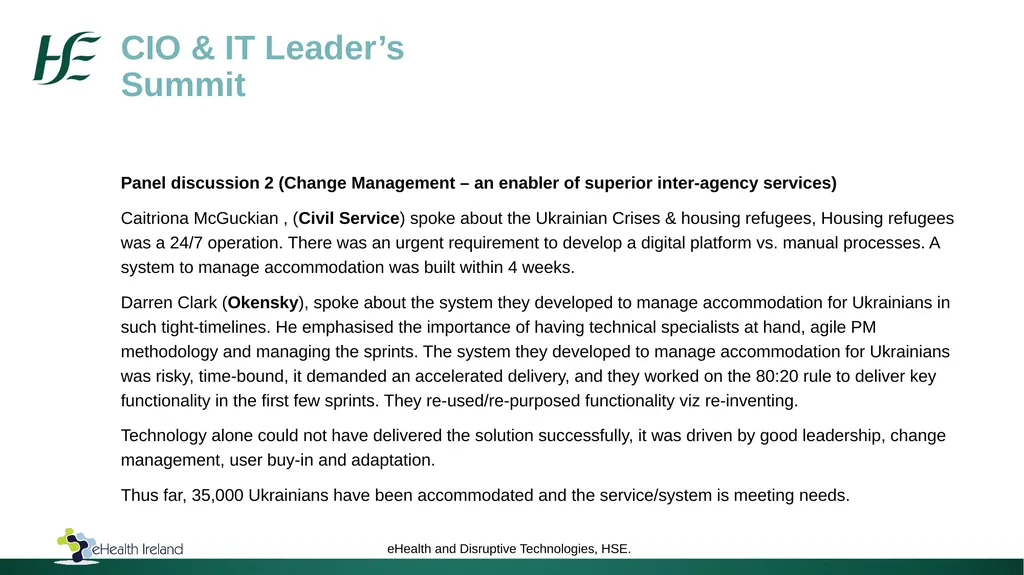 Shared Learning - CIO Leaders Summit Croke Park - slide 6 of 9